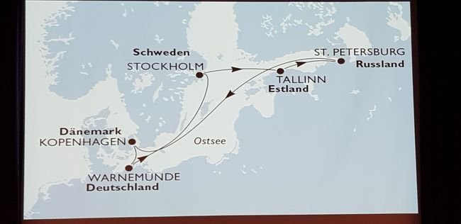 Our route Warnemünde - Stockholm - Tallinn - St. Petersburg - Copenhagen - Warnemünde