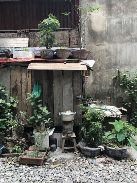 A small open-air kitchen