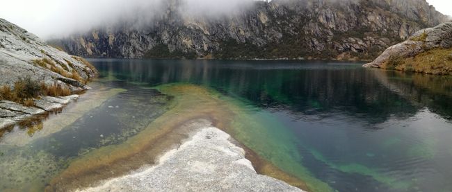 Laguna Churup with crystal clear water