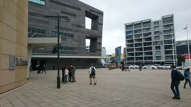 The entrance side of the Te Papa Museum