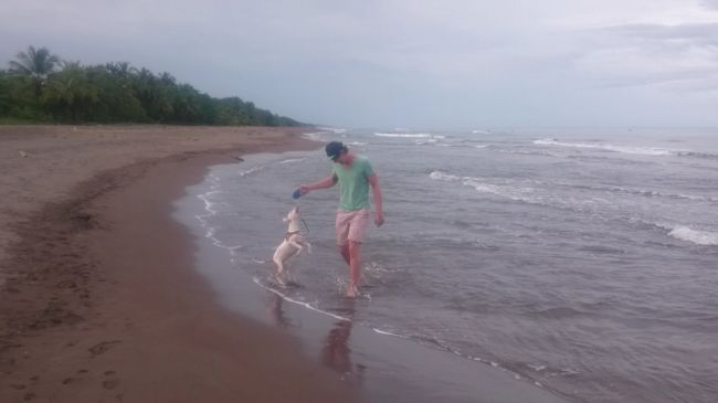 Playing in the waves with Bobby...