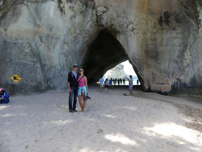 Us in front of Cathedral Cove