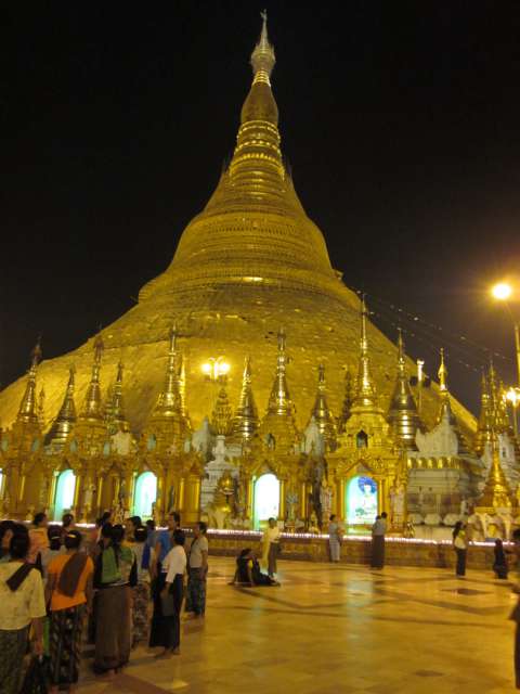 Shwedagon Pagoda in the evening