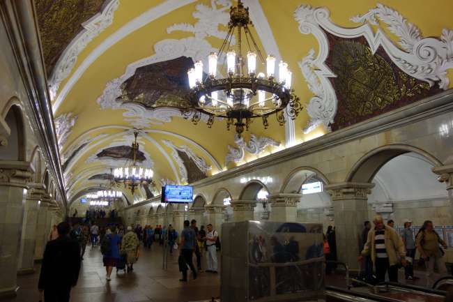 The metro stations in downtown Moscow are like half palaces