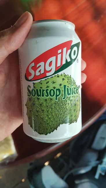 After crossing the border, we had to wait for transportation in a restaurant. In the meantime, I tried this drink with this fruit. It was so-so. 