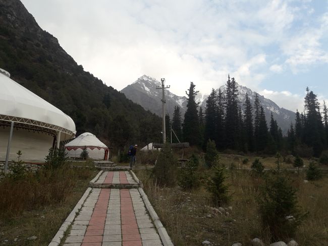 yurts at the entrance of the national park