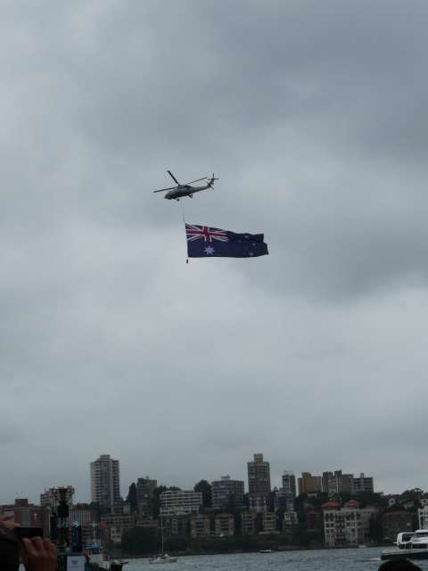 Helicopter with flag
