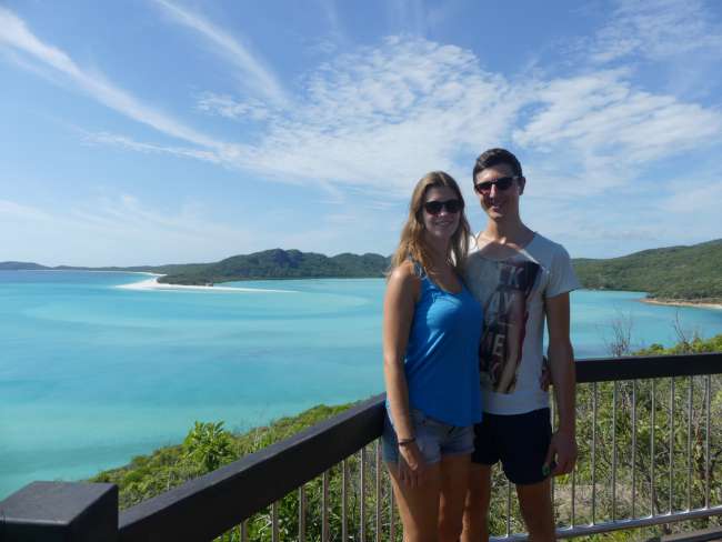 The two of us at the Hill Inlet Lookout - a bit exhausted from the climb :D