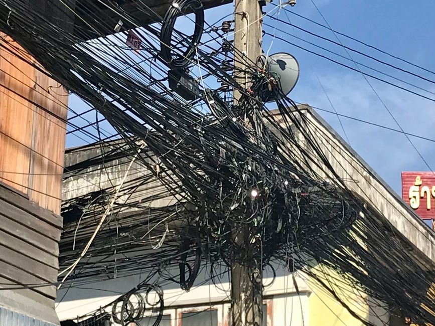 These power lines are a challenge for any electrician.