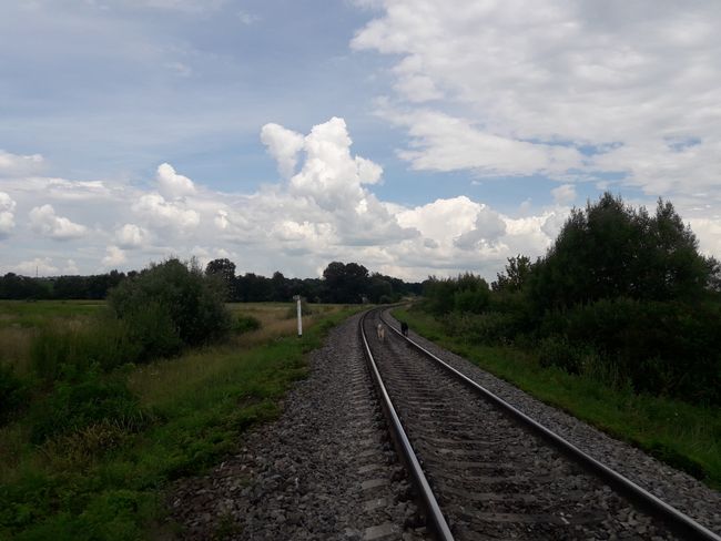 a stretch along the railroad tracks