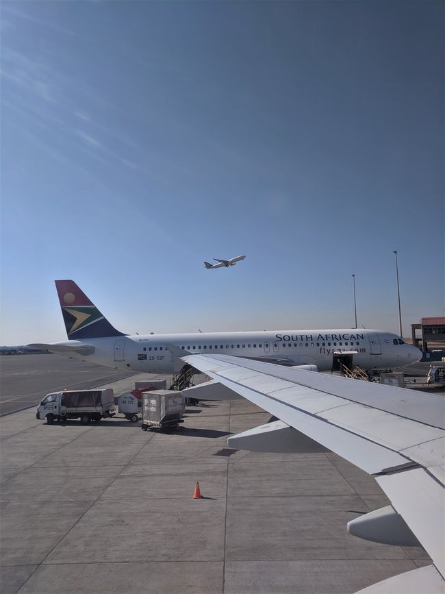 In Johannesburg geht es weiter mit der SAA nach Livingstone / Sambia