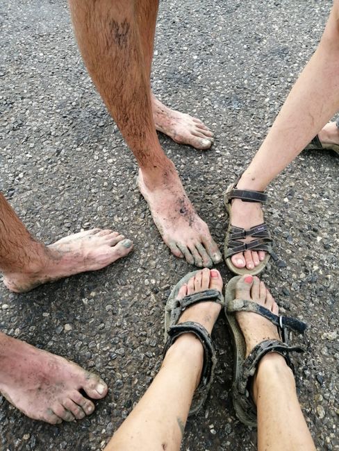 Our feet after the walk to the island