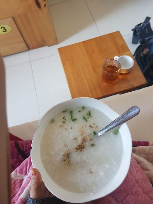 Rice soup und ginger tea