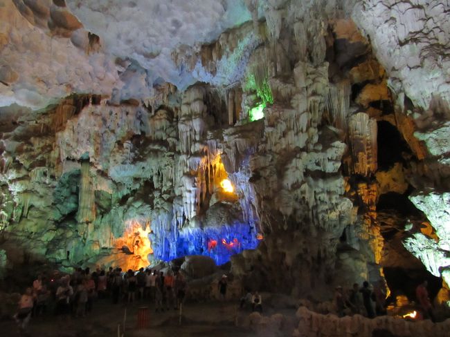 Giant caves in Halong Bay