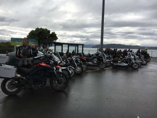 Waiting at the ferry - we were not the only ones with motorcycles
