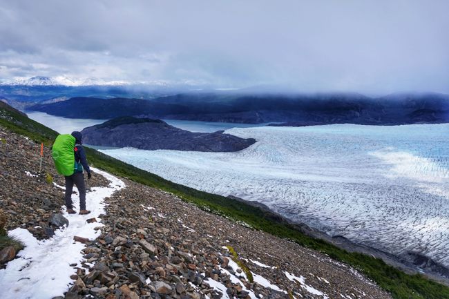 Der überwältigende Anblick des Grey Gletschers begleitet uns auf dem ganzen Weg 
