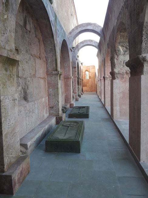 north arcades with tombstones