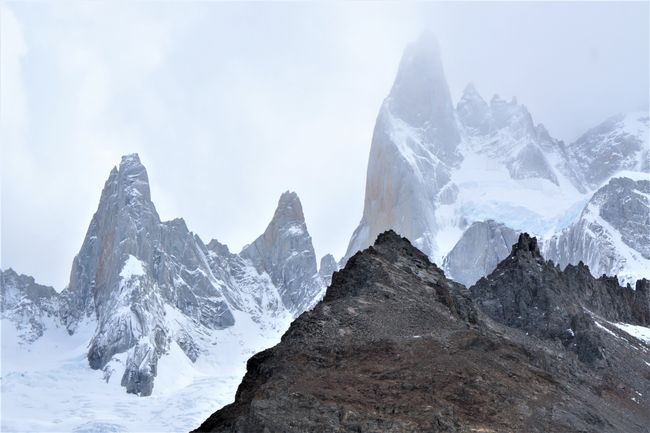 Fitz Roy (right in the fog)