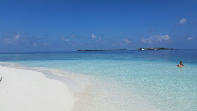 A beautiful sandbank with a coral reef for snorkeling