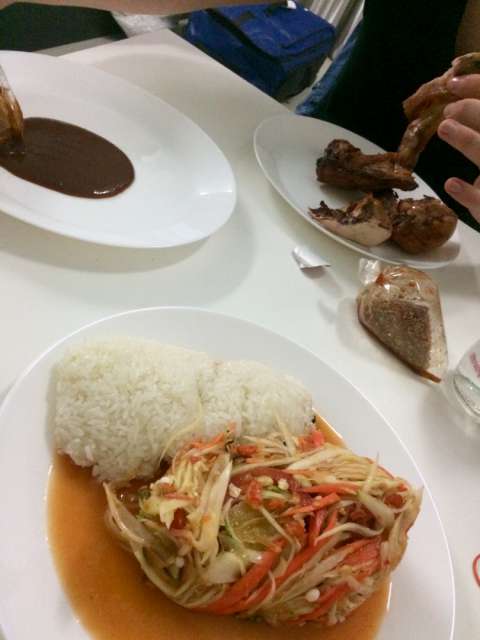 Half Chicken + Papaya Salad with Sticky Rice = Great Dinner for €4
