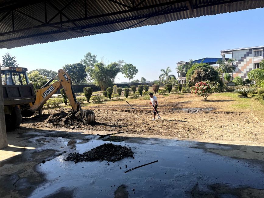Excavation work starting at the parking space