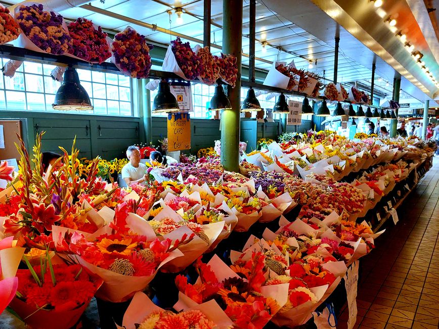 Flower stands at the public market