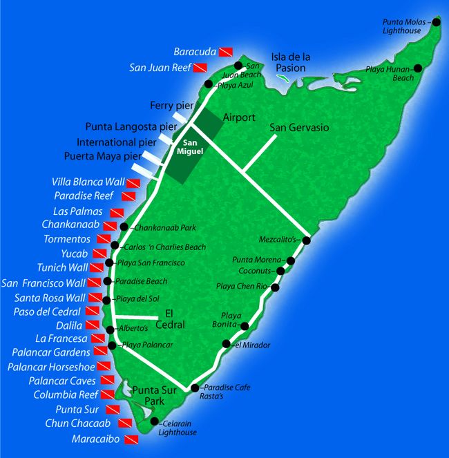 Overview of Dive Spots in Cozumel