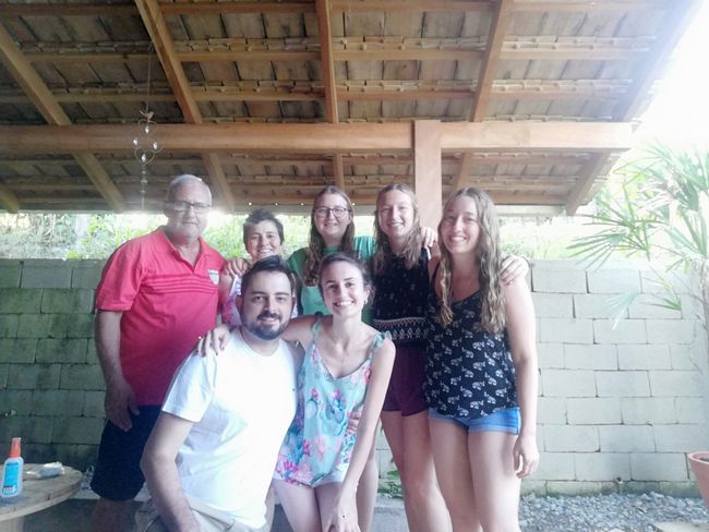With Janaína's family and fiance Marcelo in Blumenau