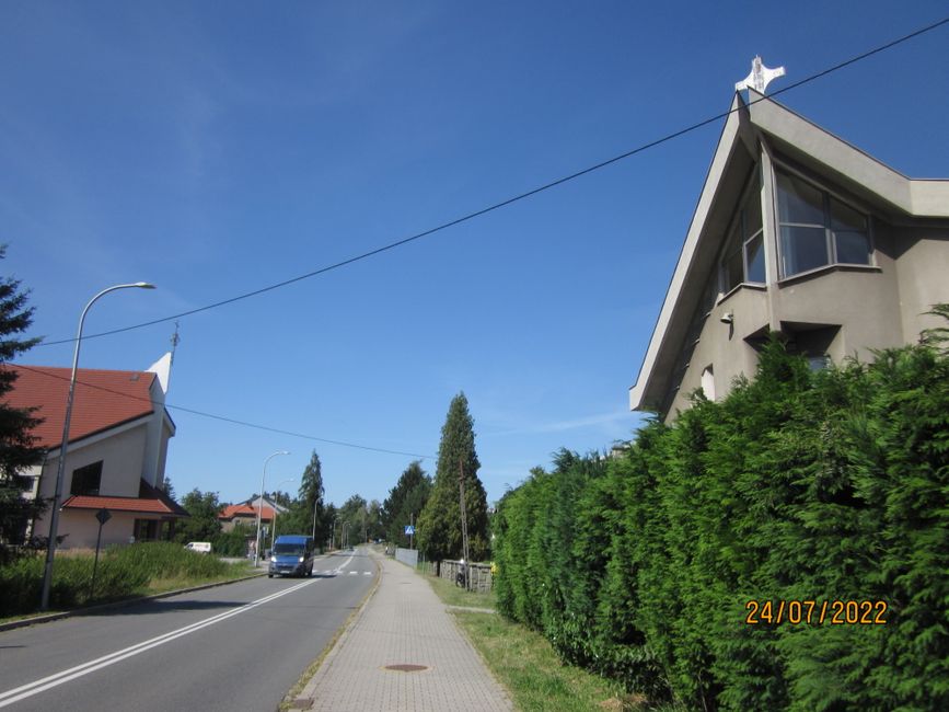 two churches nearby, Evangelical on the right