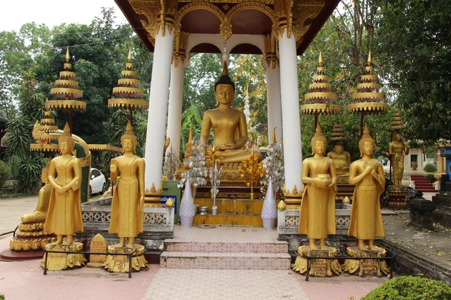 Goldene Buddhas außerhalb des Tempels