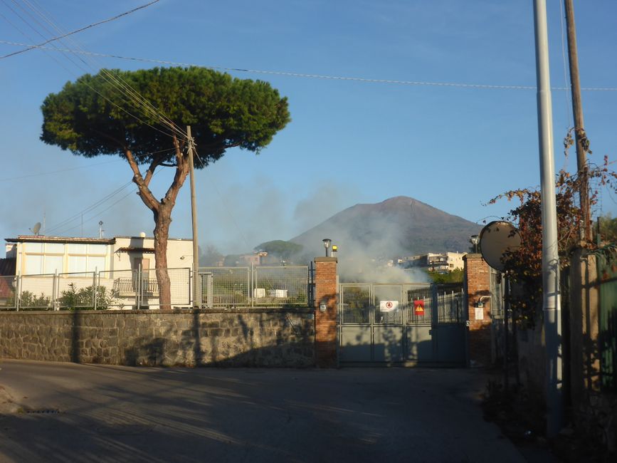 Smoke from Vesuvius already