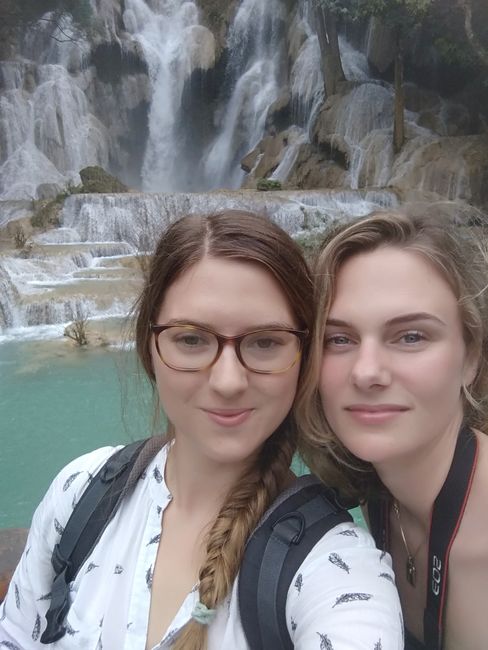 Robin and I in front of the waterfall