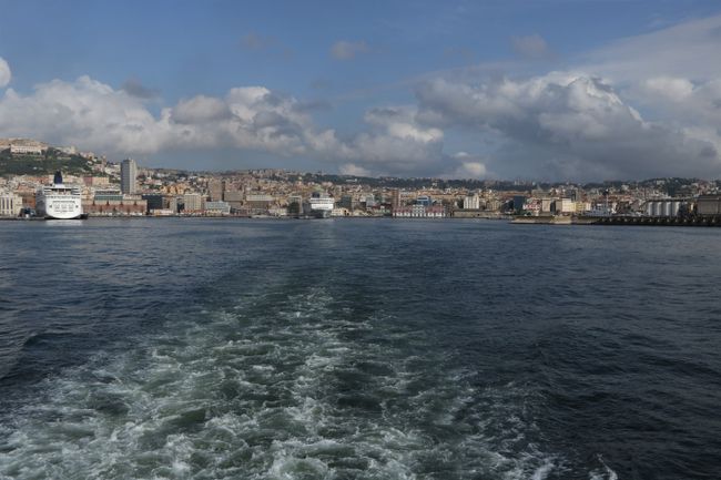 We leave the port of Naples