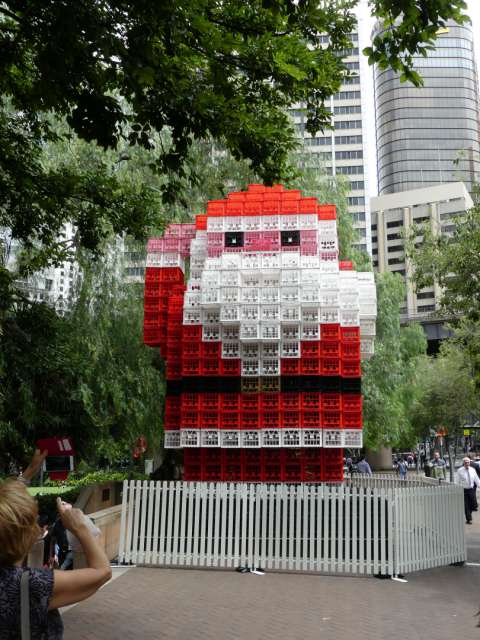 Santa Claus made of beer crates