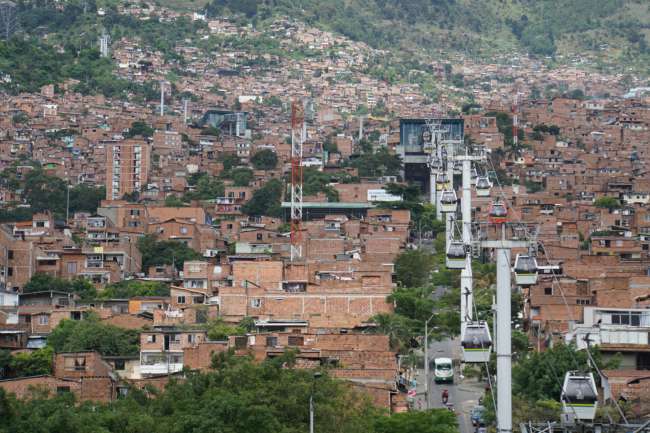 The cable car as part of the metro system in Medellín 
