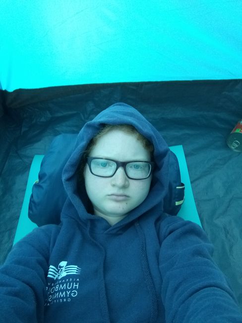 So lag ich dann ungefähr die Hälfte des Tages im Zelt rum