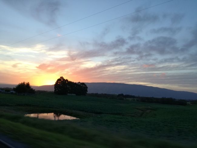 Sonnenuntergang auf der Fahrt nach Fairlie