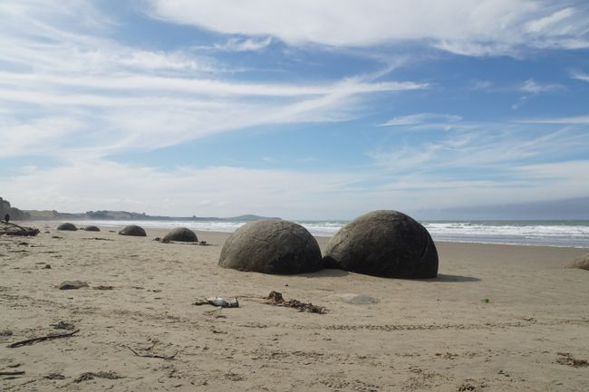 Die Boulders am Moeraki Beach