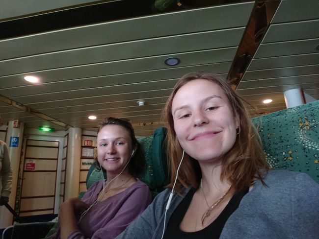 Managed to get comfortable spots on the ferry