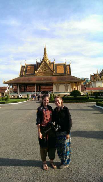 With Rik at the big square at the Mekong, Phnom Penh