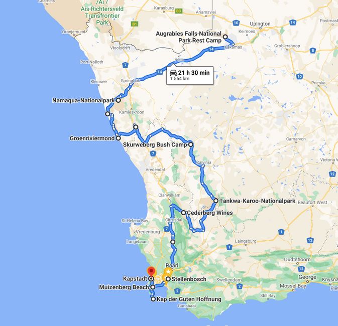 Route Northern Cape & Western Cape