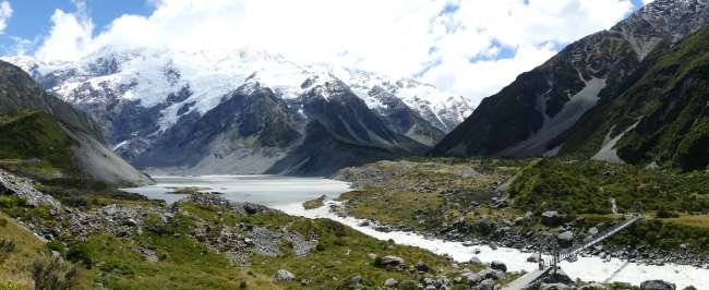 Glacier lake with mountains