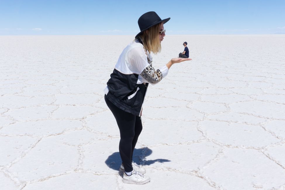 In the middle of the salt flat