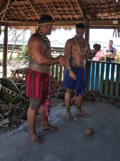 Apia - Cultural Village - Pressing coconut milk