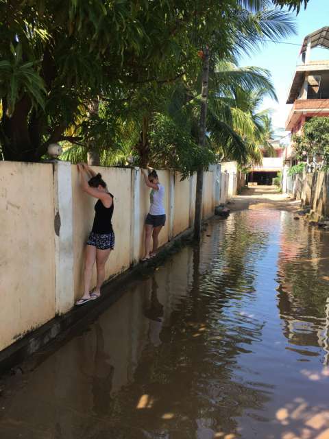 Flooded street in Trincomalee