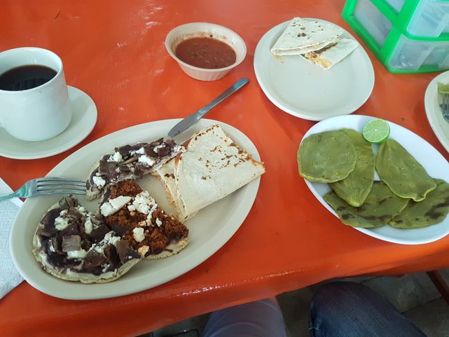 Mexican breakfast (with cactus leaves) as part of a practical Spanish lesson