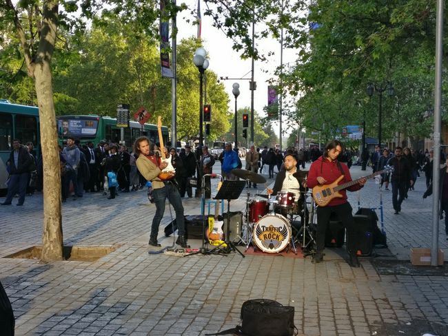 Street band in front of a metro station