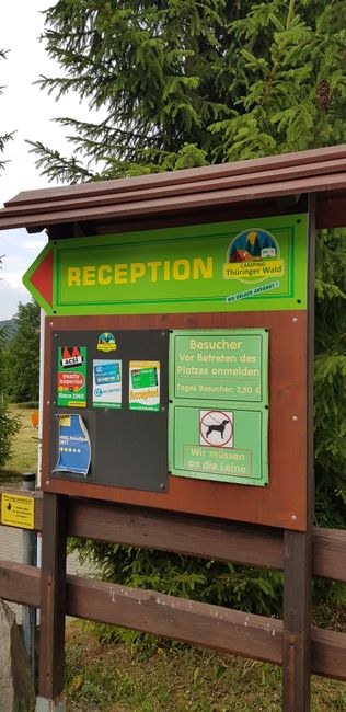 The information board of the campsite in the Thuringian Forest