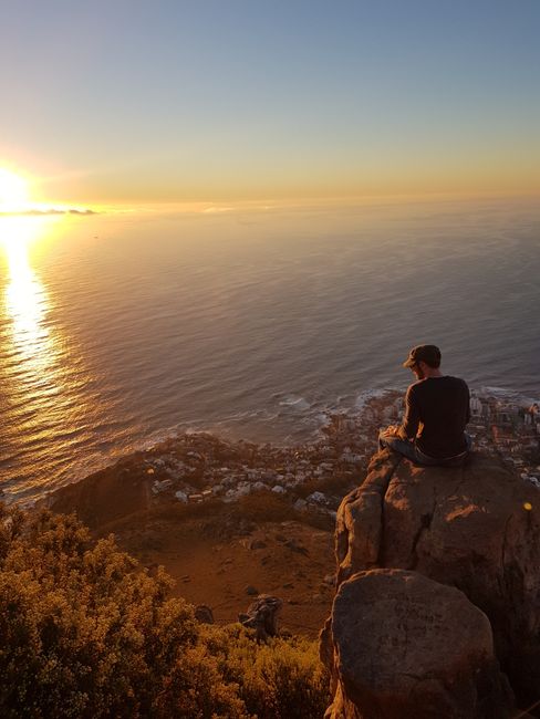 View over Cape Town with sunset from Lions Head