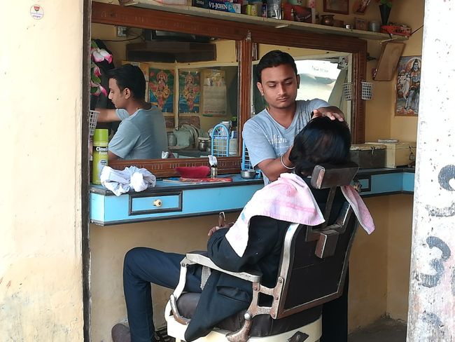 Everyone has trendy haircuts in Mahensar